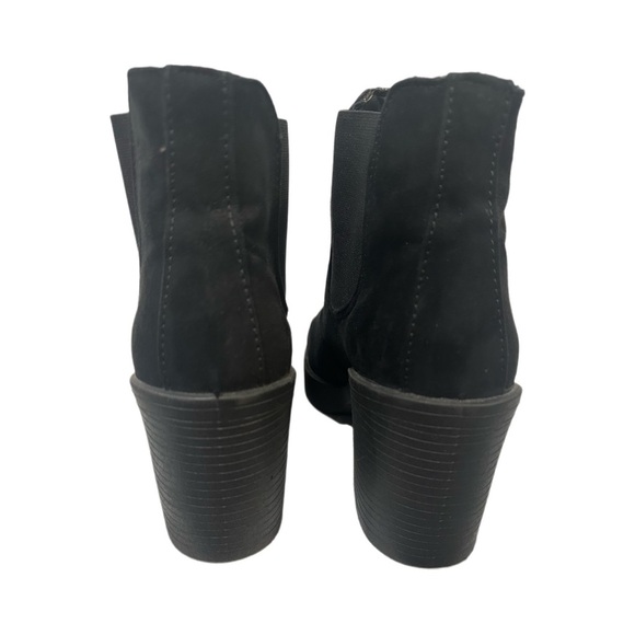 Topshop Black Suede Chunky Platform Pull On Boots Combat Style - Picture 6 of 12